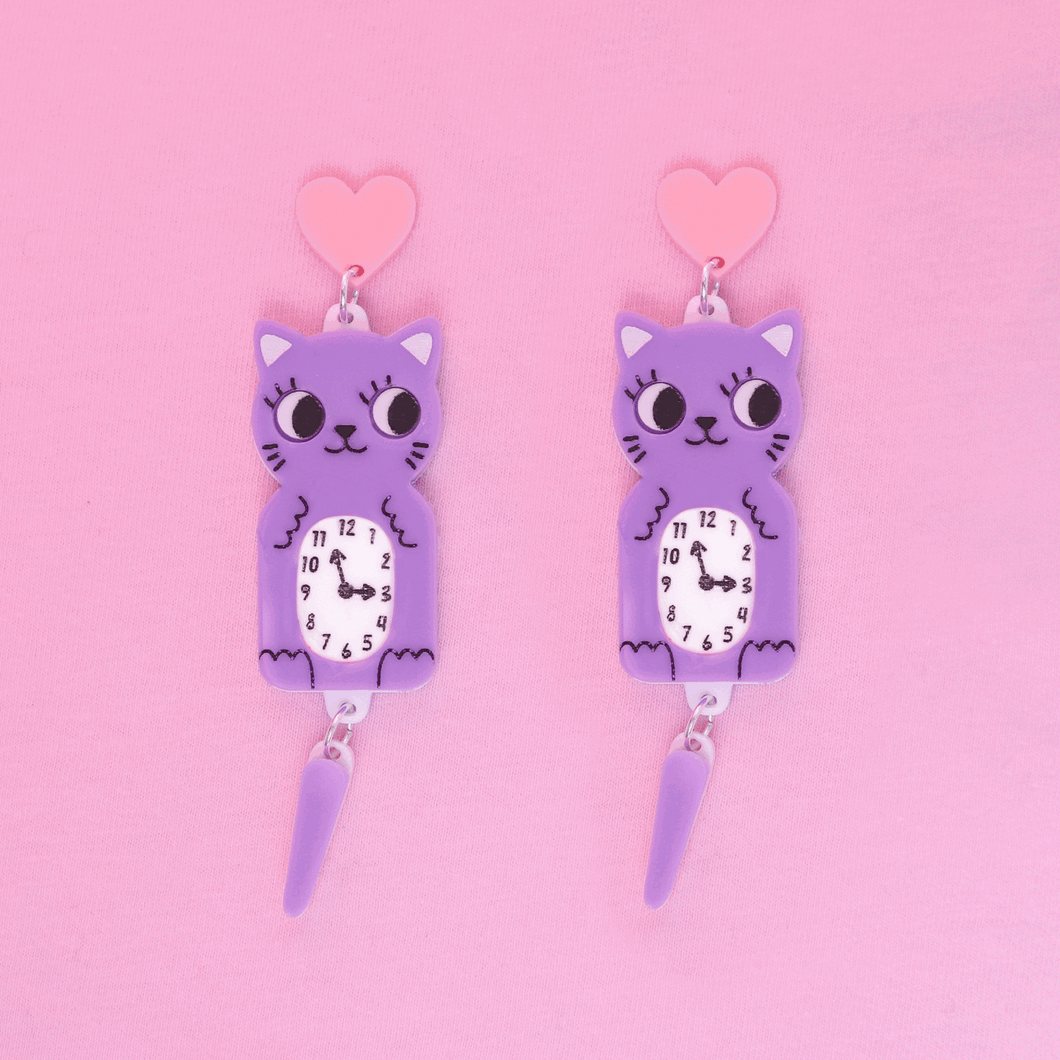 Lilac Cat Clock